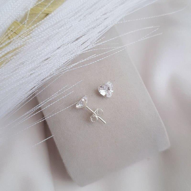 BRINCO PRATA 925 PONTO LUZ CORAÇÃO 6 MM