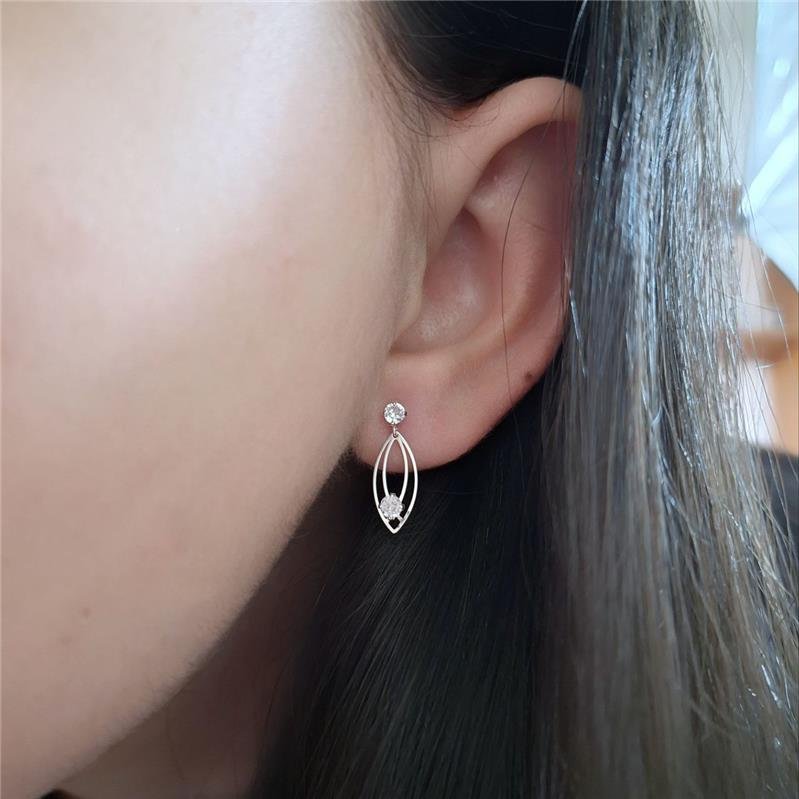 BRINCO PRATA 925 PONTO LUZ LOSANGO DUPLO