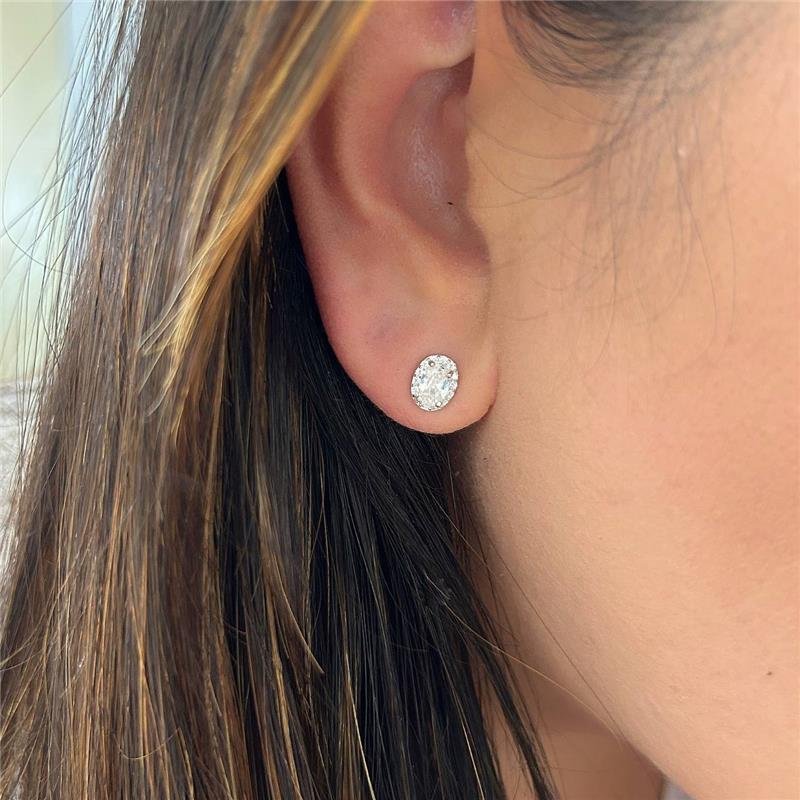 BRINCO PRATA 925 PONTO LUZ OVAL CRAVEJADO