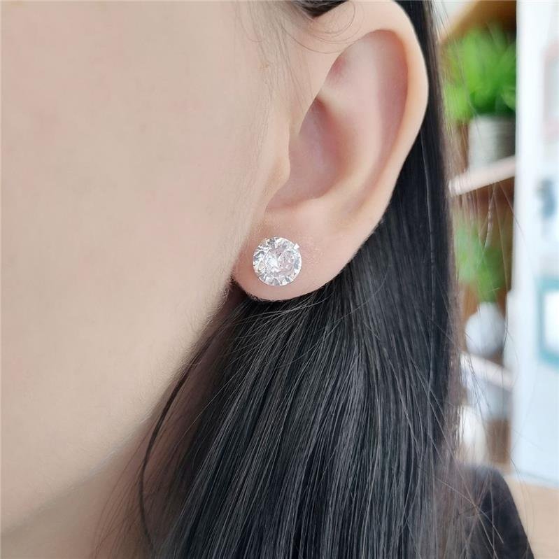 BRINCO PRATA 925 PONTO LUZ REDONDO 1CM