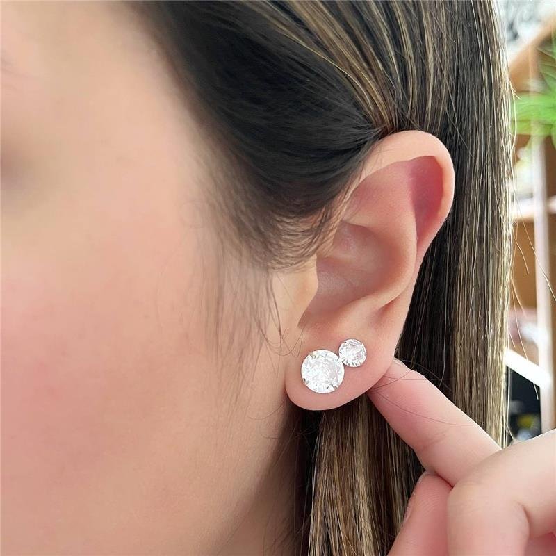 BRINCO PRATA 925 PONTO LUZ REDONDO 1CM