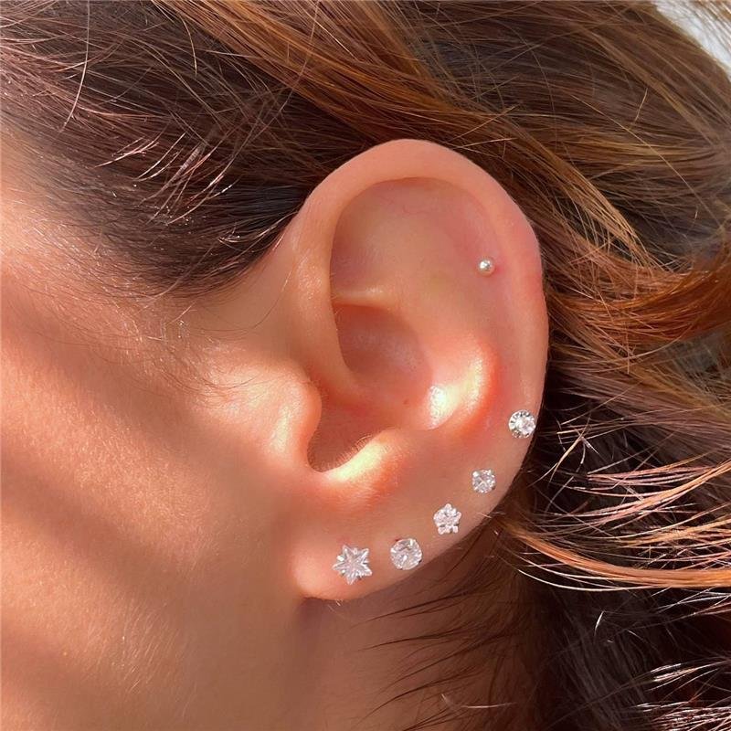 BRINCO PRATA 925 INFANTIL PONTO LUZ ZIRCÔNIA ESTRELA