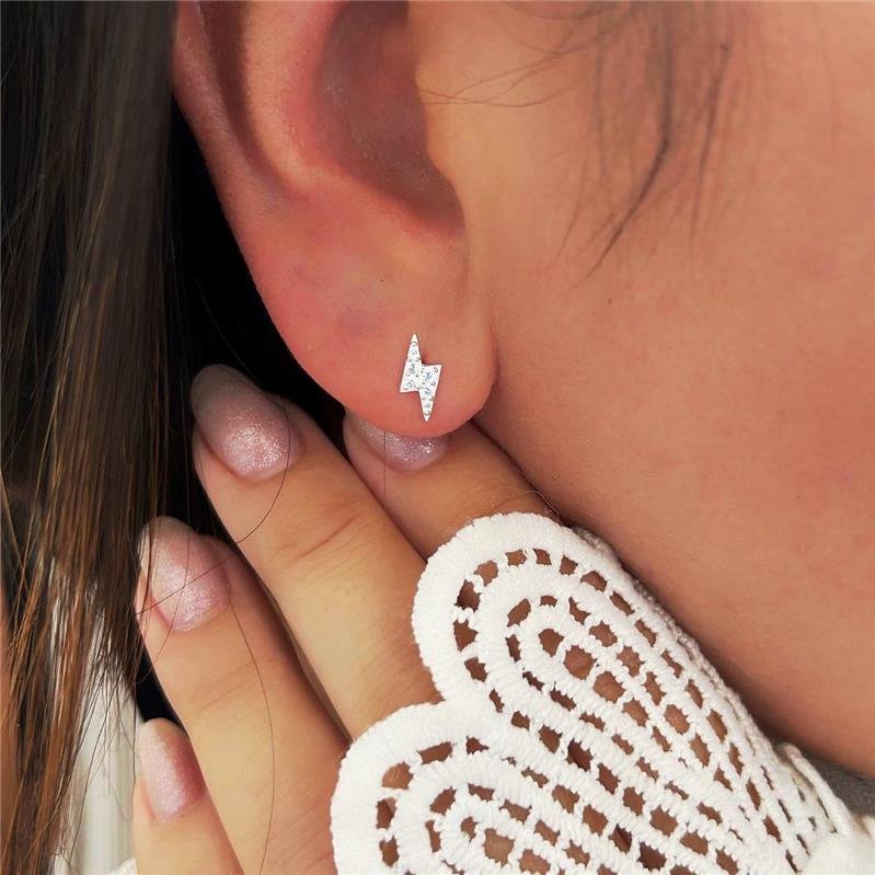 BRINCO PRATA 925 RAIO CRAVEJADO