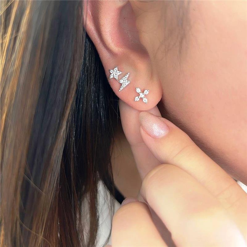 BRINCO PRATA 925 RAIO CRAVEJADO