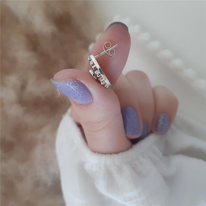 BRINCO PRATA 925 REDONDO FLOR COM PEDRA