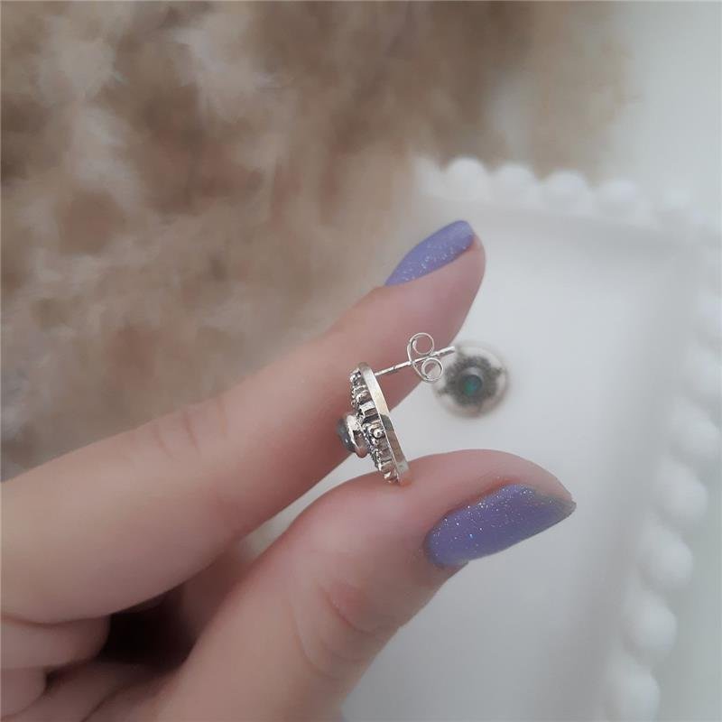 BRINCO PRATA 925 REDONDO FLOR COM PEDRA