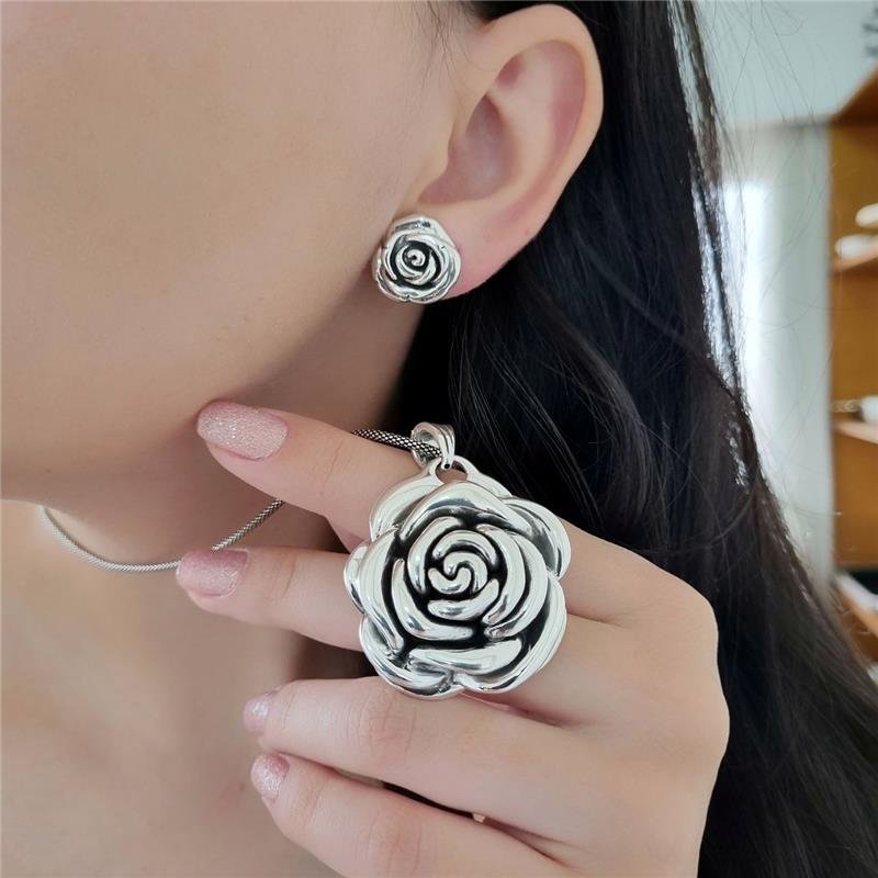 BRINCO PRATA 925 ROSA GRANDE