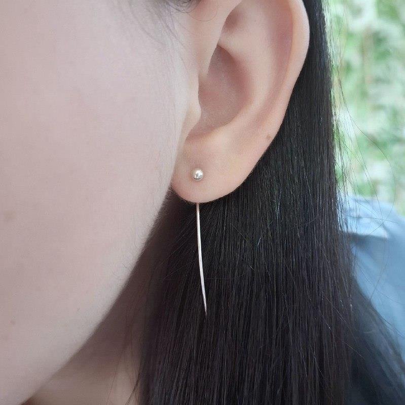 BRINCO PRATA 925 TIPO ANZOL BOLINHA PONTA