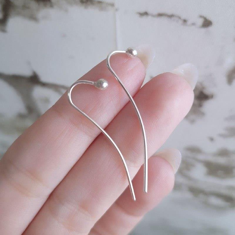 BRINCO PRATA 925 TIPO ANZOL BOLINHA PONTA