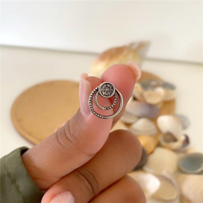 BRINCO PRATA 925 TRÊ CIRCULOS COM PEDRA