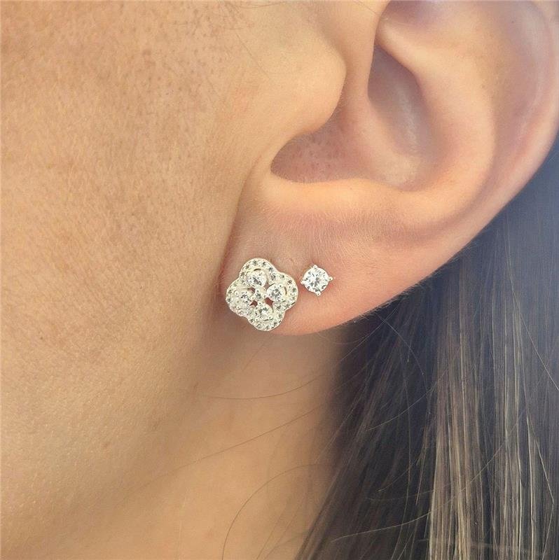 BRINCO PRATA 925 TREVO CRAVEJADO EM VOLTA