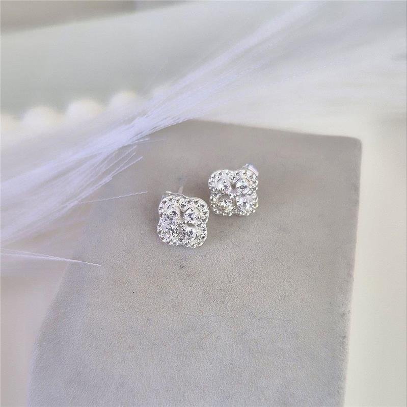 BRINCO PRATA 925 TREVO CRAVEJADO EM VOLTA