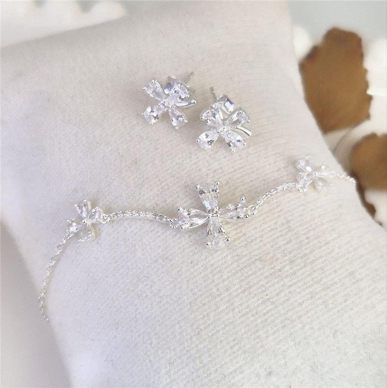 BRINCO PRATA 925 TREVO ZIRCÔNIA