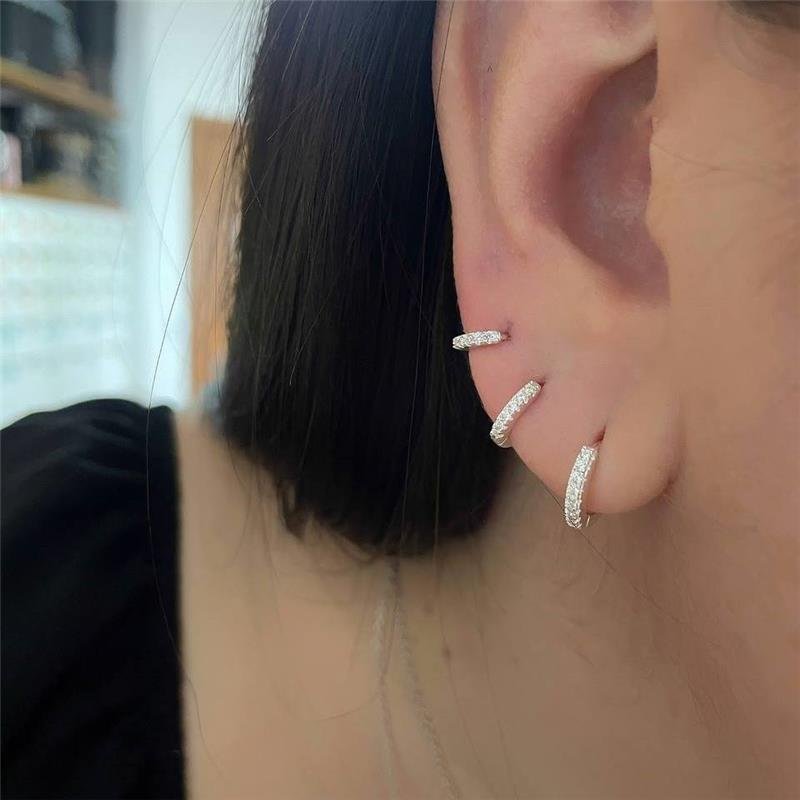 BRINCO PRATA 925 TRIO ARGOLA COM PEDRA