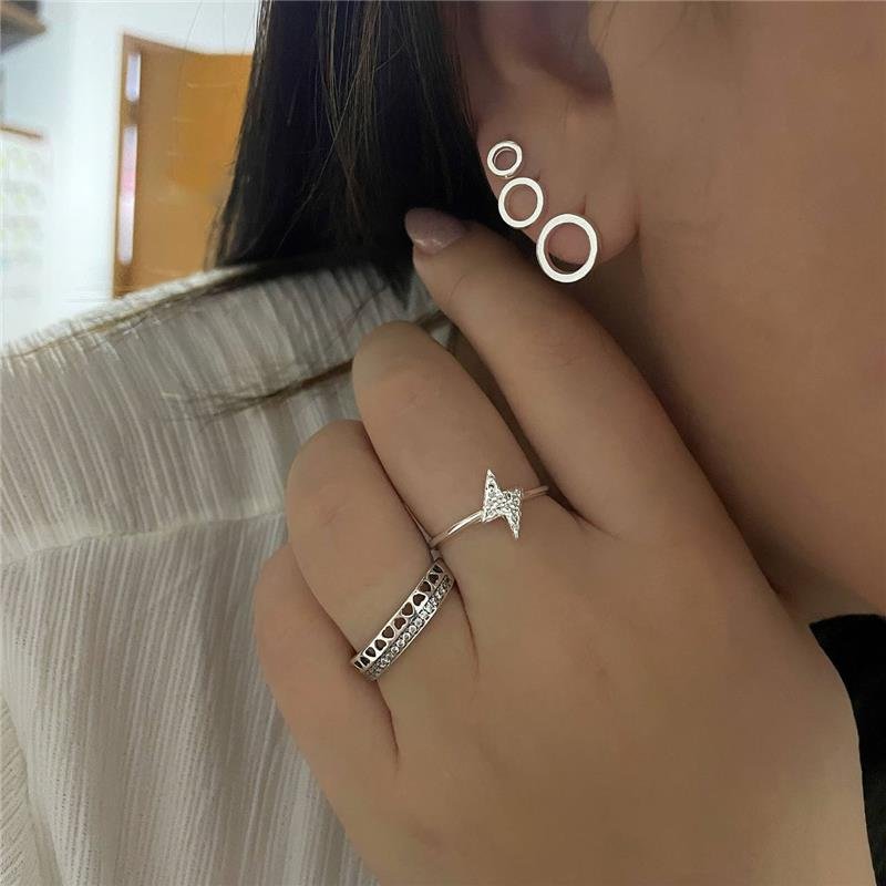 BRINCO PRATA 925 TRIO CÍRCULOS VAZADOS