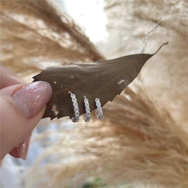 BRINCO PRATA 925 TRIO DE ARGOLAS CRAVEJADAS