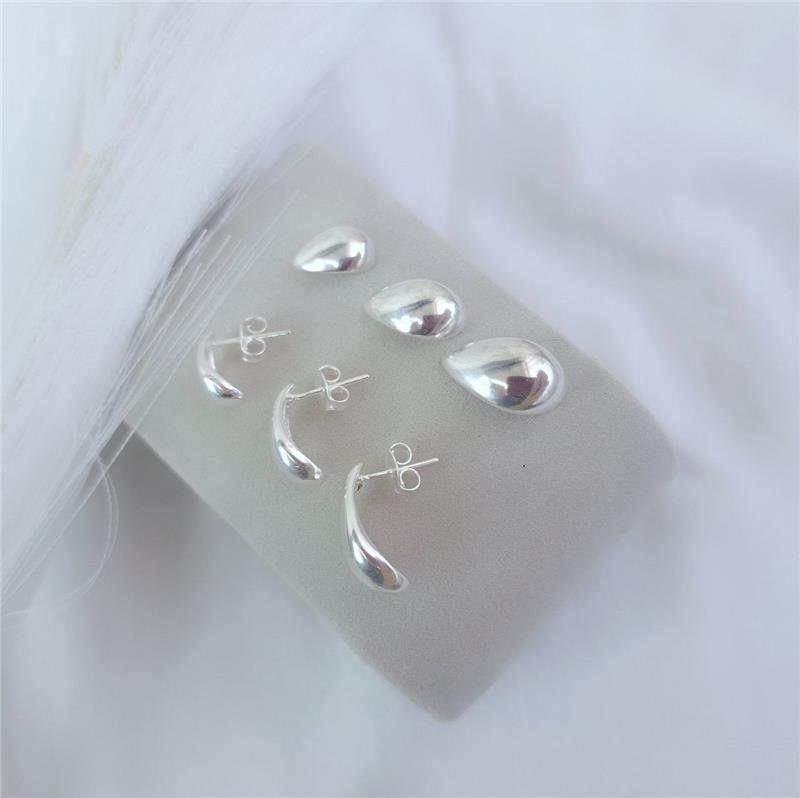 BRINCO PRATA 925 TRIO GOTA ABAULADA