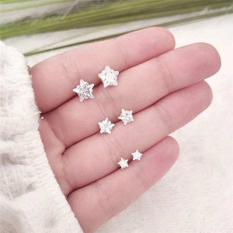 BRINCO PRATA 925 TRIO PONTO DE LUZ ESTRELA