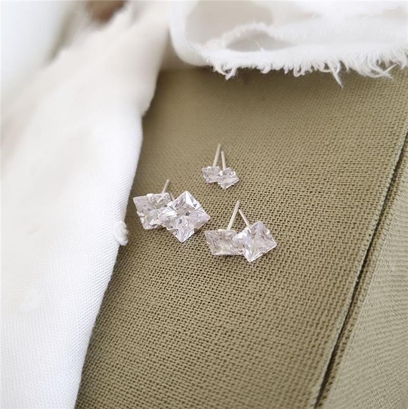 BRINCO PRATA TRIO PONTO LUZ QUADRADO 4MM 6MM 8MM