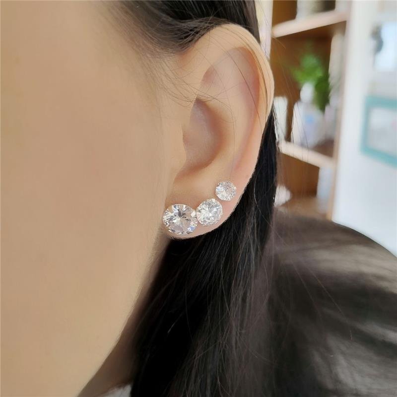 BRINCO PRATA 925 TRIO PONTO LUZ REDONDO 10-8-6 MM