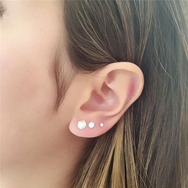 BRINCO PRATA 925 TRIO PONTO LUZ REDONDO 6-4-2 MM