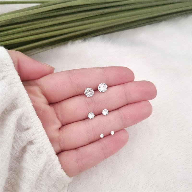 BRINCO PRATA 925 TRIO PONTO LUZ REDONDO 6-4-2 MM