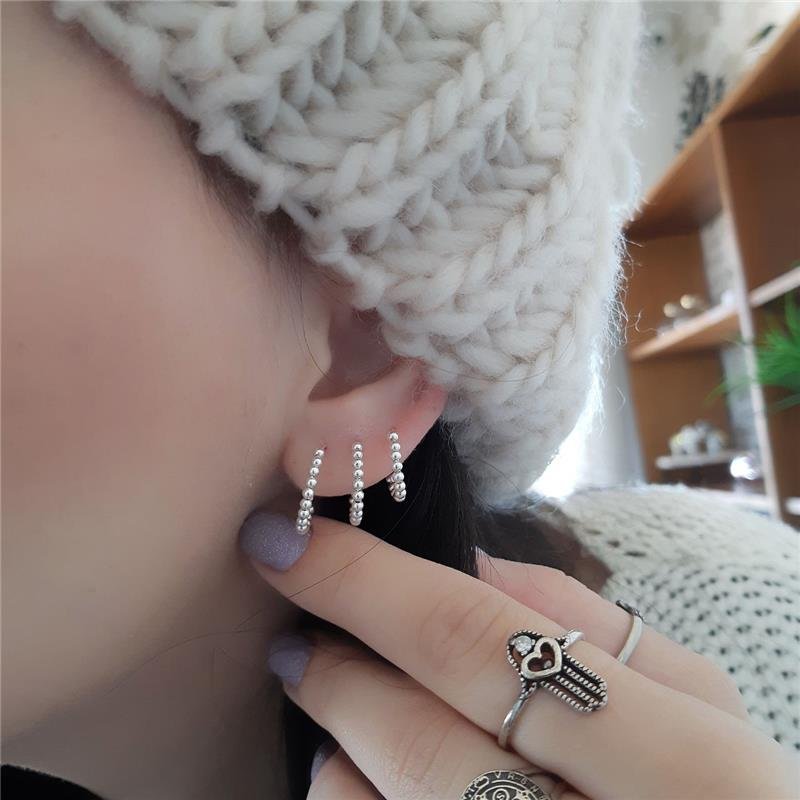 BRINCO PRATA 925 UNIDADE ARGOLA BOLINHAS MÉDIA