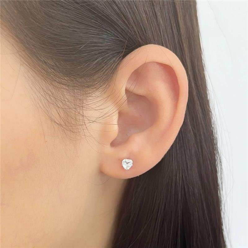 BRINCO PRATA 925 ZIRCÔNIA CORAÇÃO PONTO LUZ