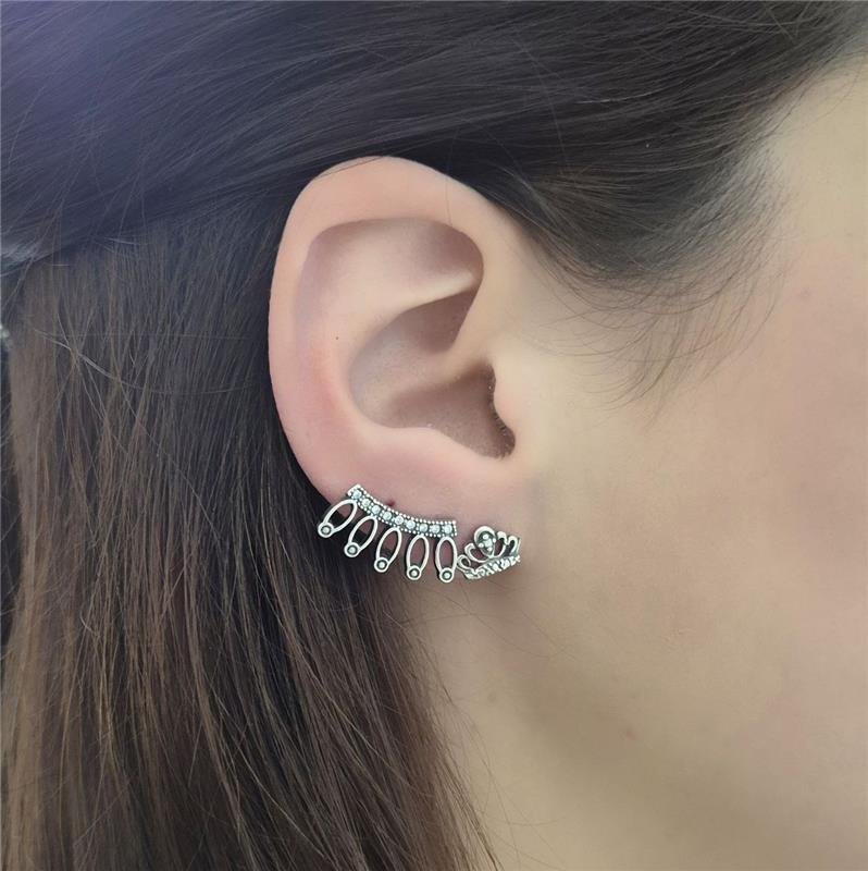 BRINCO PRATA BALI COROA TRABALHADA VAZADA