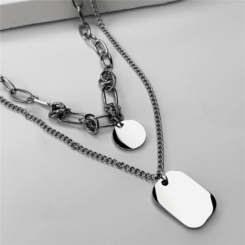 COLAR AÇO INOX DUPLO CARTIER E GROUMET PLAQUINHAS PERSONALIZÁVEIS