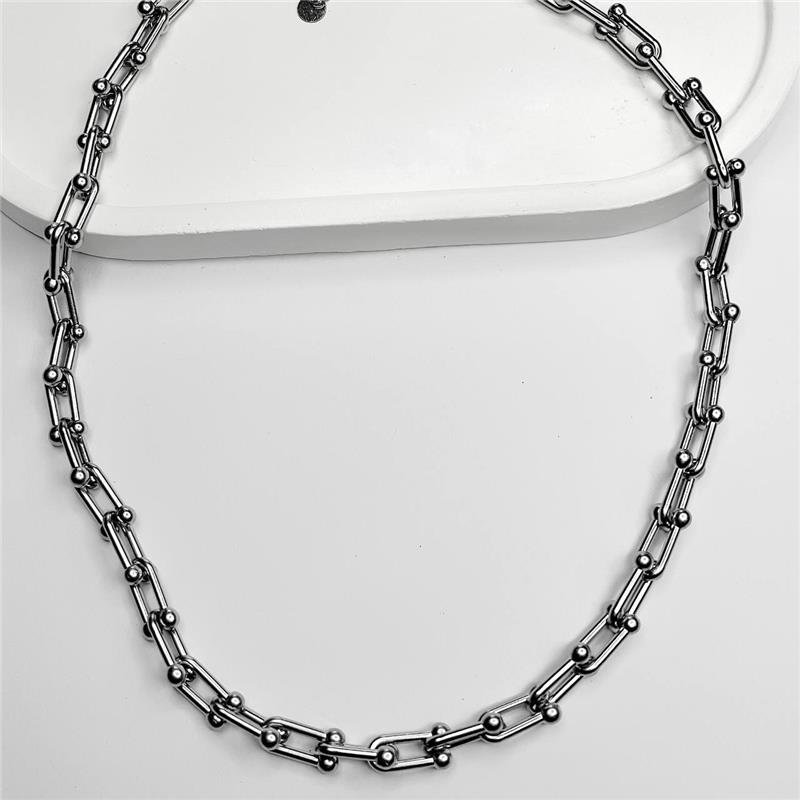 COLAR AÇO INOX ELOS COM BOLINHAS INTERCALADAS