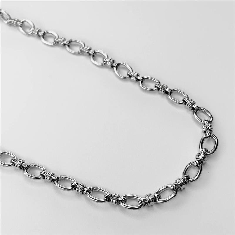 COLAR AÇO INOX ELOS PEQUENOS OVAIS INTERCALADOS