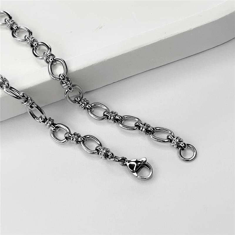COLAR AÇO INOX ELOS PEQUENOS OVAIS INTERCALADOS