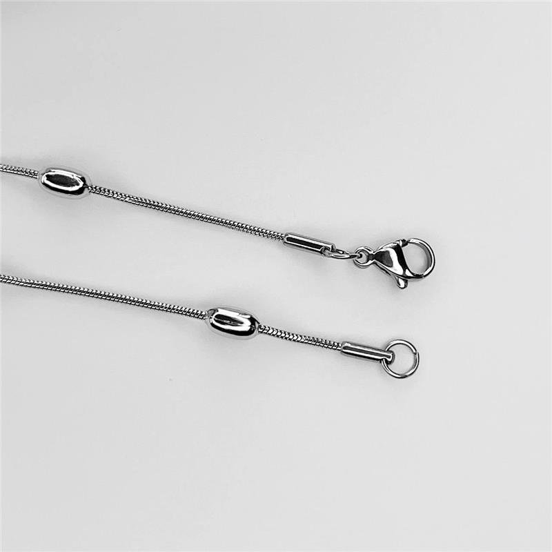 COLAR AÇO INOX RABO DE RATO BOLINHAS ACHATADAS INTERCALADAS
