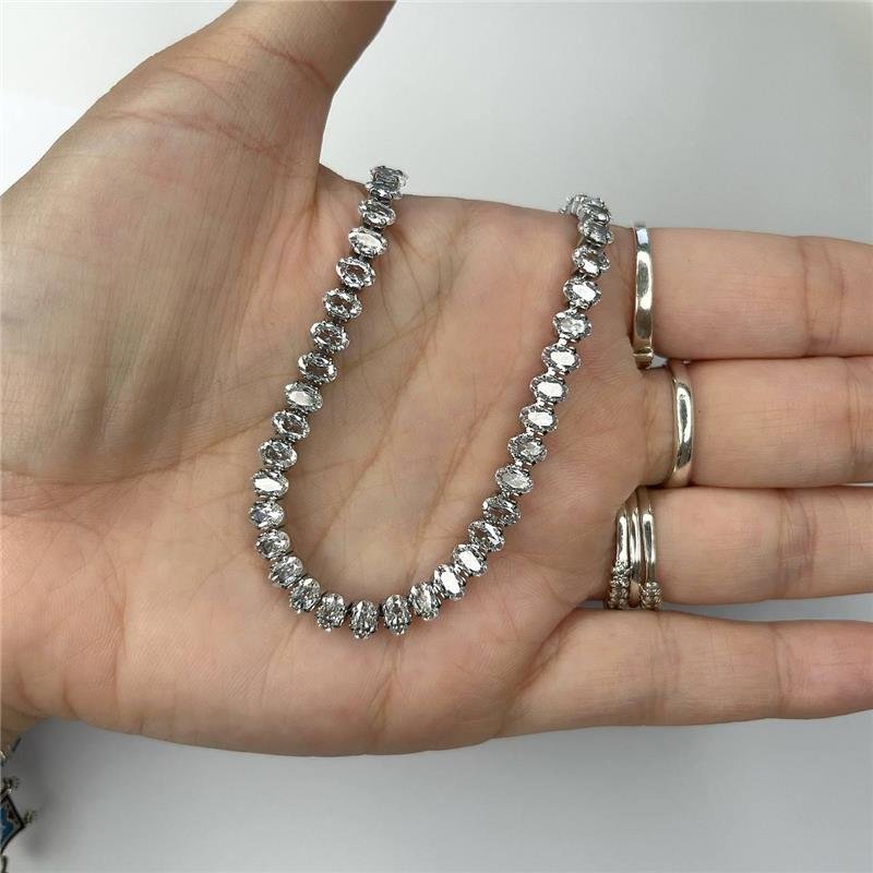 COLAR AÇO INOX RIVIERA ZIRCÔNIA OVAL