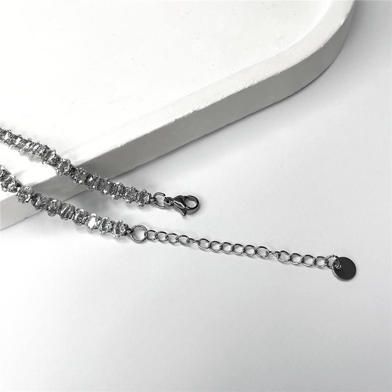 COLAR AÇO INOX RIVIERA ZIRCÔNIA OVAL