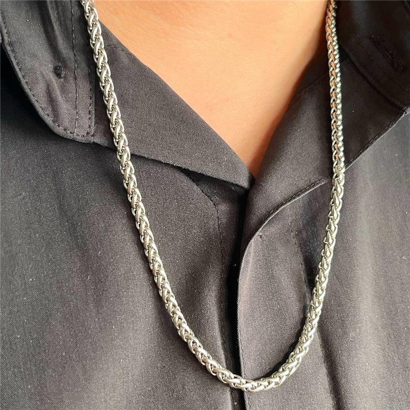 COLAR AÇO INOX TRANÇADO MASCULINO