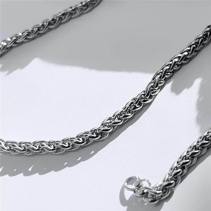 COLAR AÇO INOX TRANÇADO MASCULINO