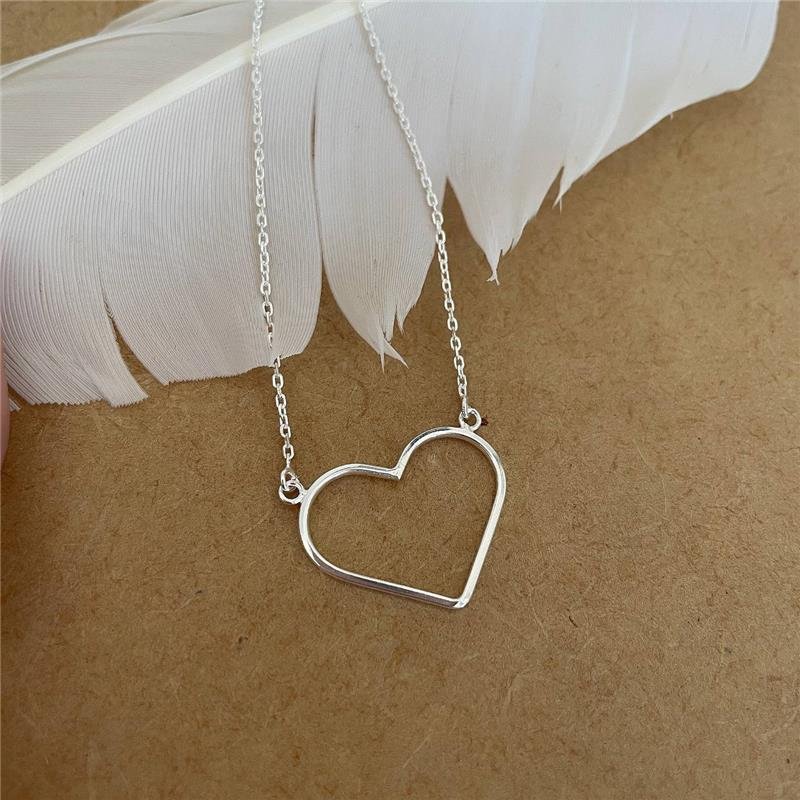 COLAR PRATA 925 CORAÇÃO VAZADO LISO 45 CM