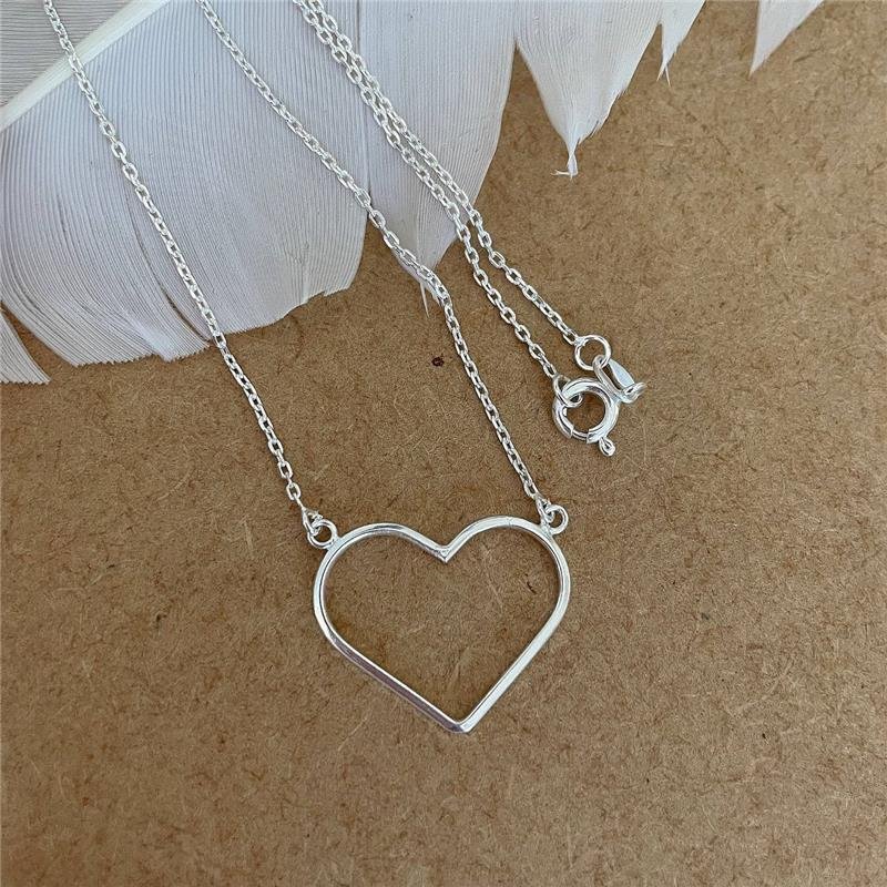 COLAR PRATA 925 CORAÇÃO VAZADO LISO 45 CM