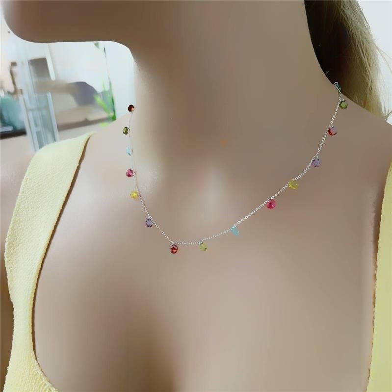COLAR PRATA 925 19 PONTO LUZ CORES VARIADAS