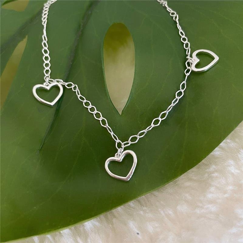 COLAR PRATA 925 3 CORAÇÕES VAZADOS PENDURADOS