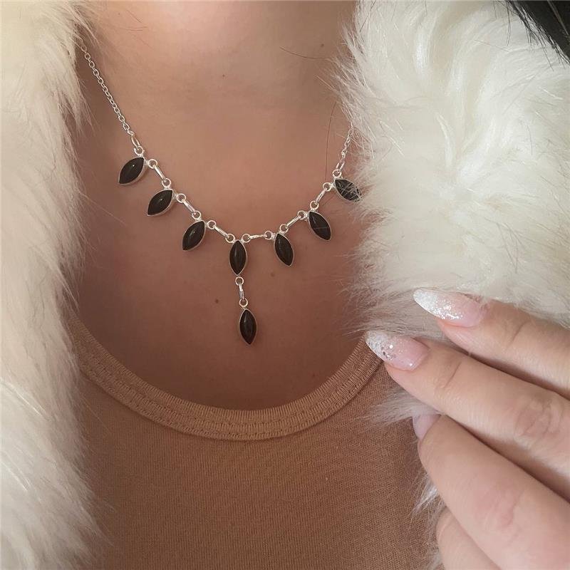 COLAR PRATA 925 7 PEDRAS NATURAIS