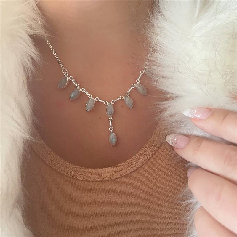 COLAR PRATA 925 7 PEDRAS NATURAIS