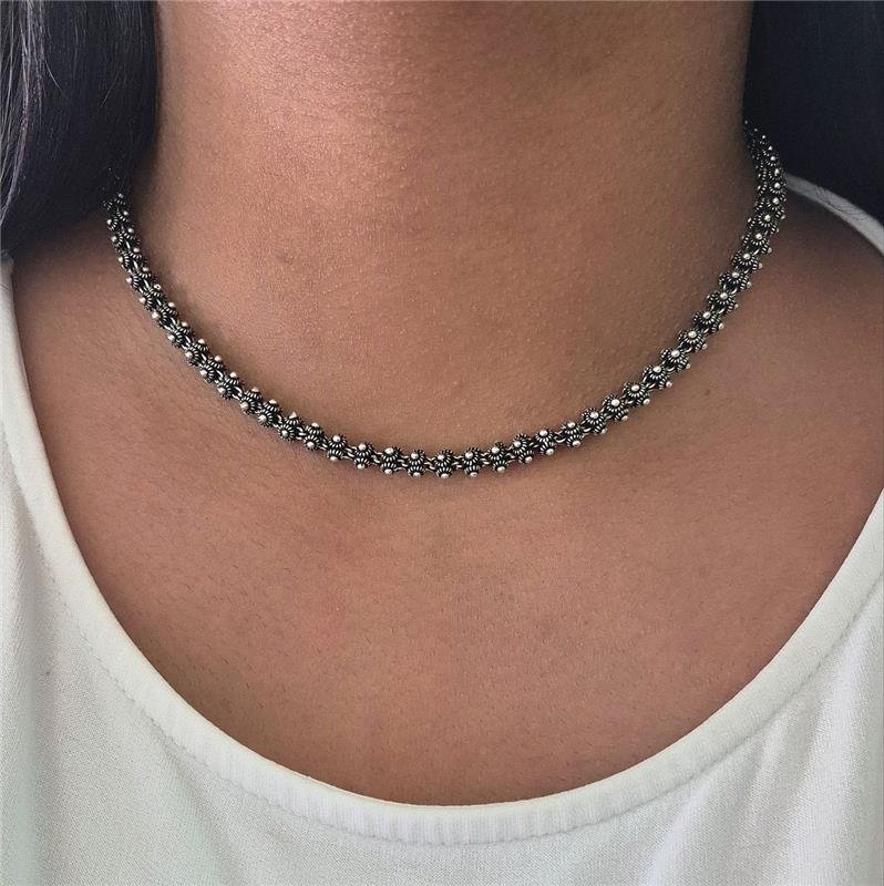 COLAR PRATA 925 BALI PIKUN ARREDONDADO