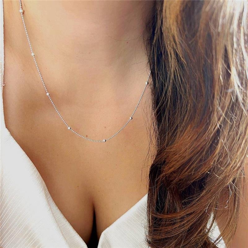 COLAR PRATA 925 BOLINHAS MAIORES E MENORES 50CM