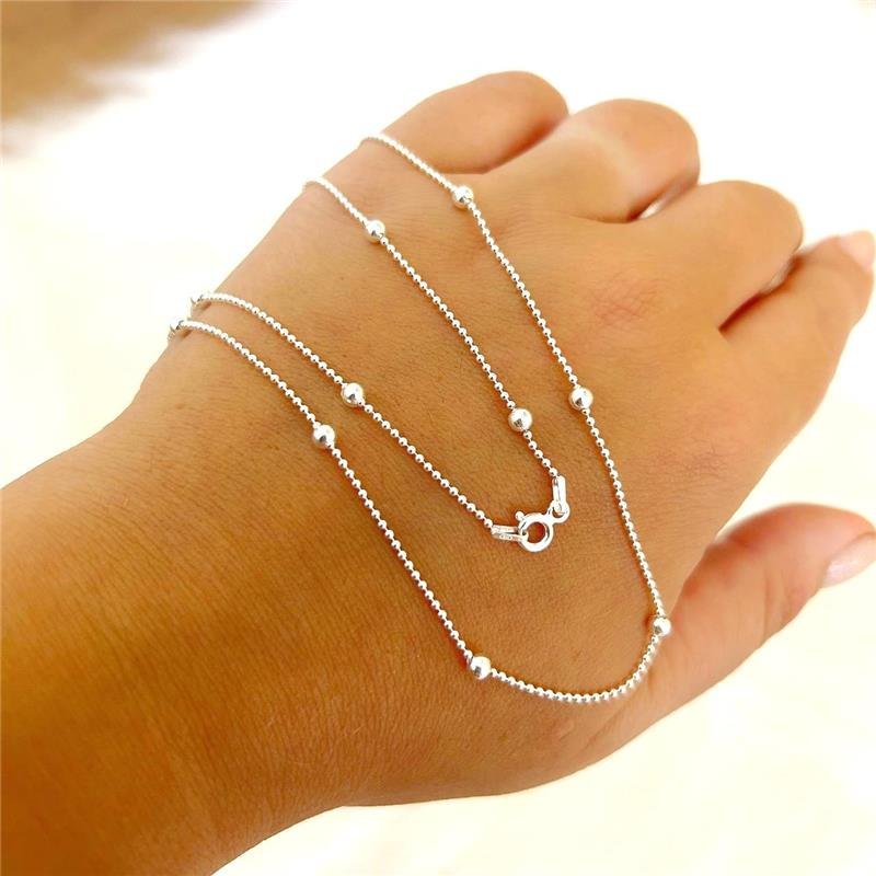 COLAR PRATA 925 BOLINHAS MAIORES MENORES 50CM