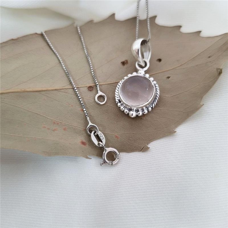 COLAR PRATA 925 BOLINHAS PEDRA NATURAL