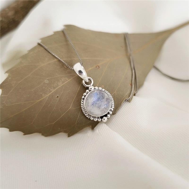 COLAR PRATA 925 BOLINHAS PEDRA NATURAL