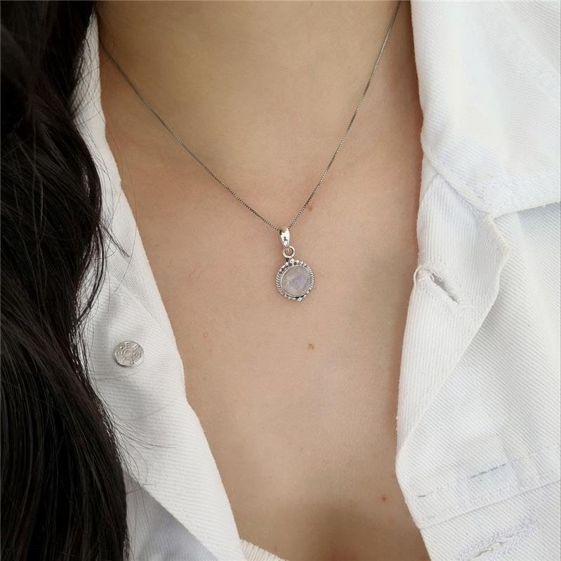 COLAR PRATA 925 BOLINHAS PEDRA NATURAL